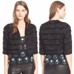 MILLY cropped fringe bolero jacket